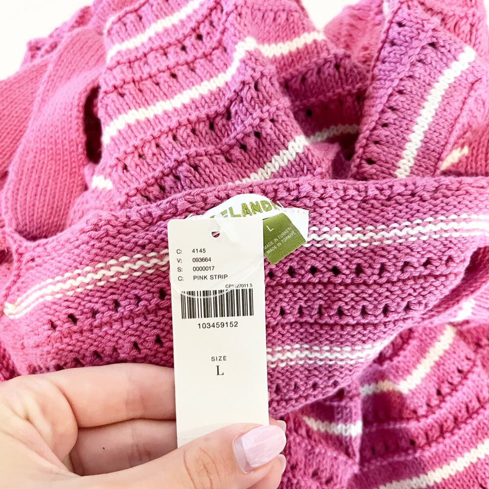 Celandine by Anthropologie Striped Sleeveless Crochet Minidress Pink White Large - Picture 2 of 6